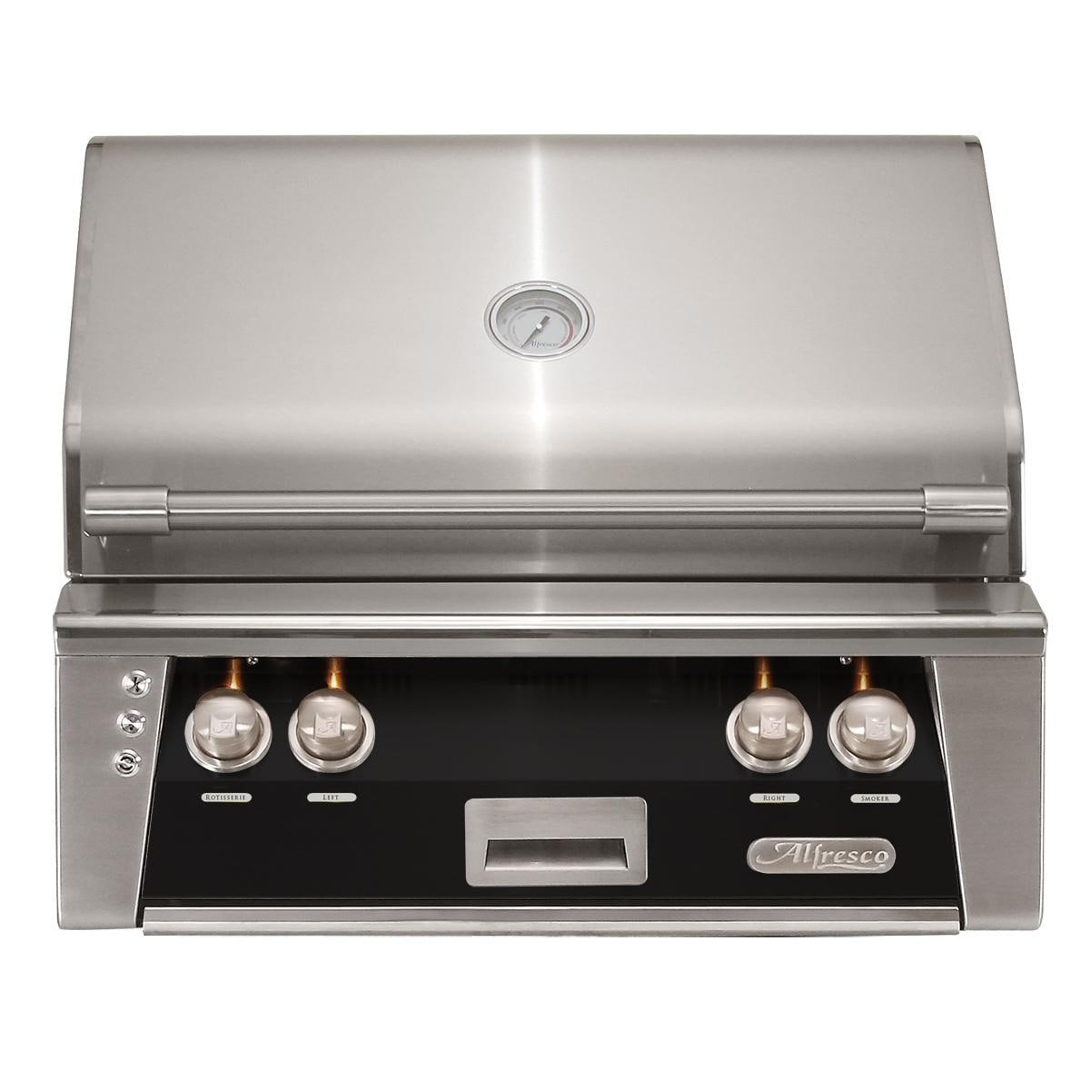Alfresco ALXE 30-Inch Built-In Natural Gas Grill With Rotisserie in Jet Black Gloss - ALXE-30-NG-S9005 - Image 1