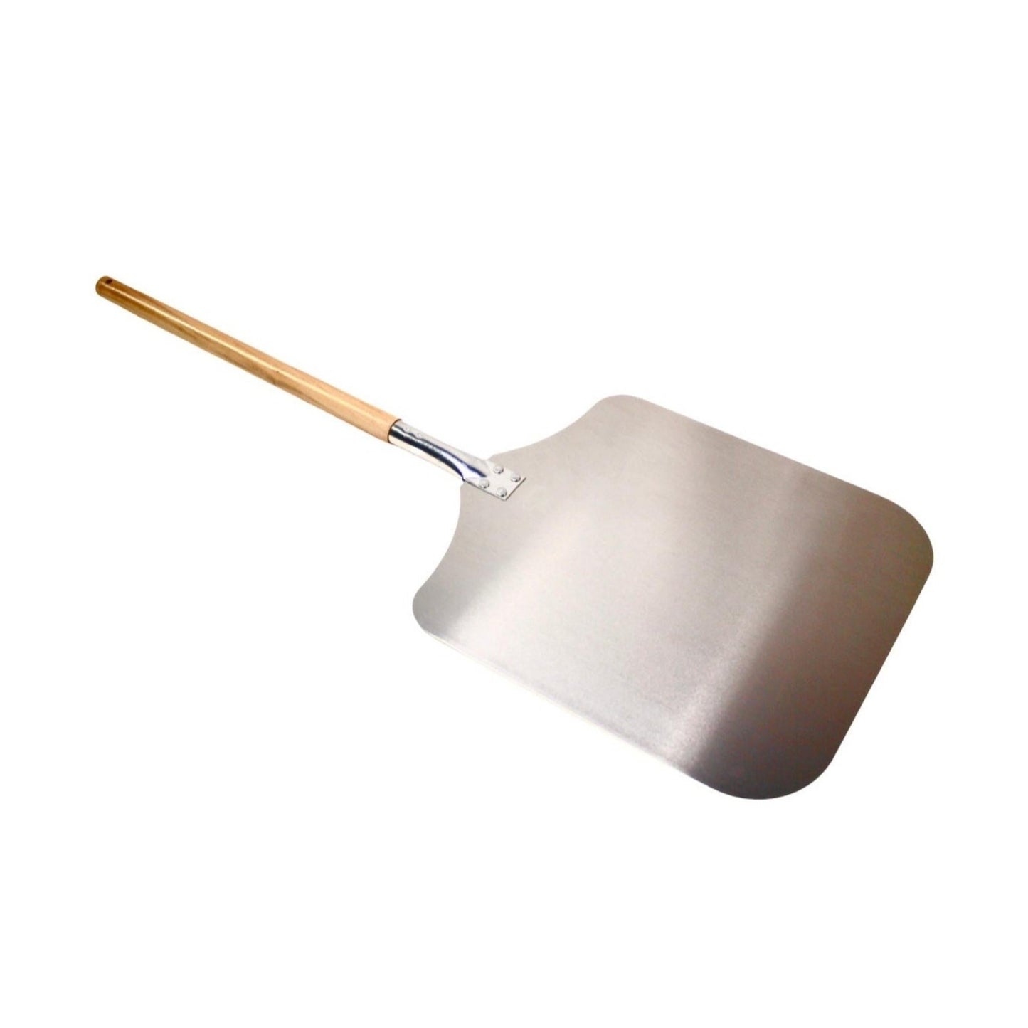 Aluminum Pizza Peel, Long Handle - Traditional - Wood Handle 14" x 38L" - WPPO LLC Direct