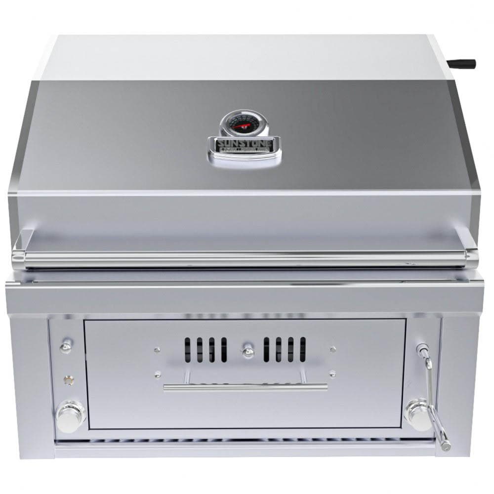 Sunstone Series 30 Inch Natural Gas Burners Hybrid Single Zone Charcoal/Wood Burning W/Infrared Burner Grill - SUNCHSZ30IR-NG - Image 1