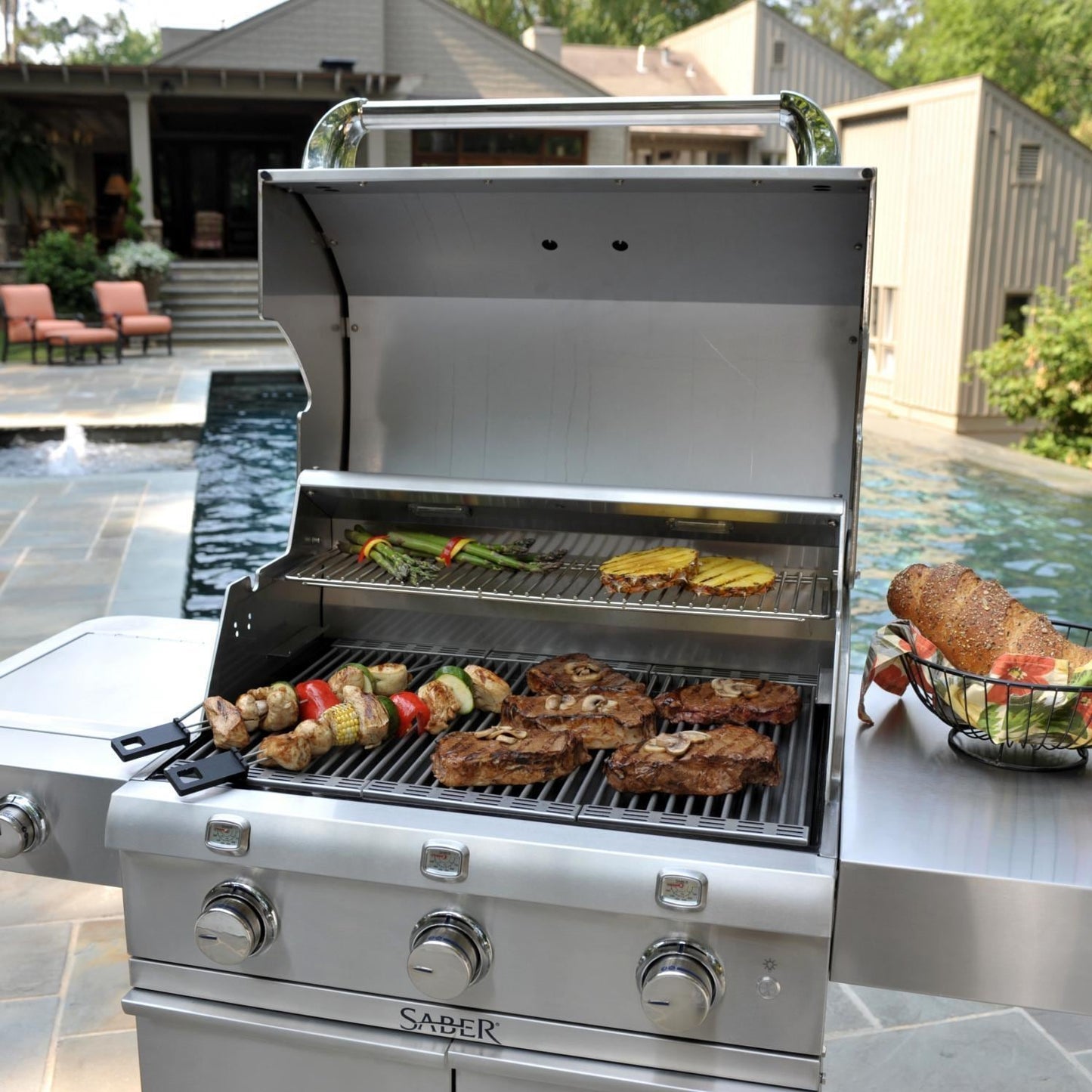 Saber Premium 500 32-Inch 3-Burner Infrared Propane Gas Grill With Dual Ring Side Burner - R50SC0017 - Image 3
