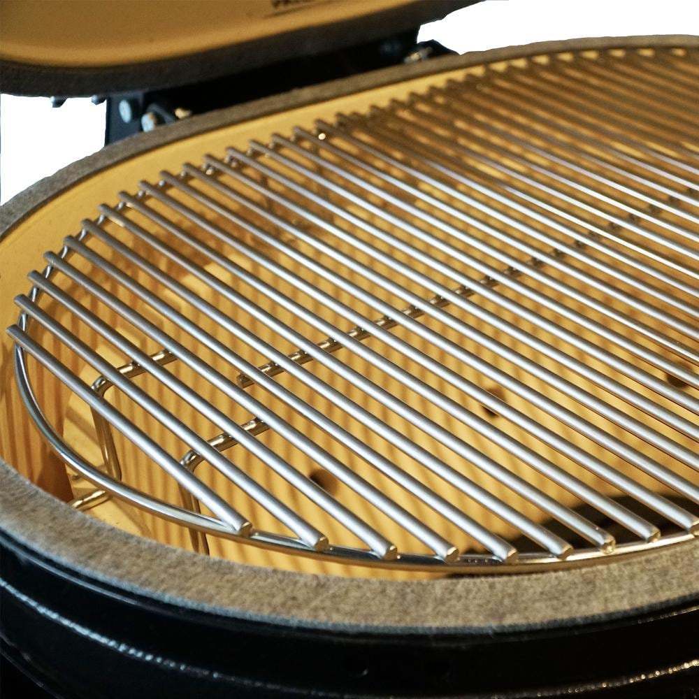 Primo Jack Daniels Edition Oval XL 400 Ceramic Kamado Grill On Curved Cypress Table With Stainless Steel Grates - PGCXLHJ (2021) - Image 4