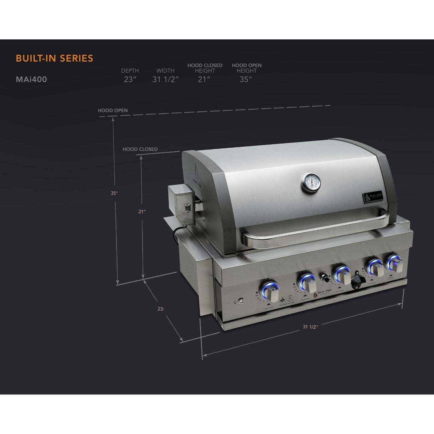 Mont Alpi 400 32-Inch Built-In Propane Gas Grill - MABi400 - Image 16