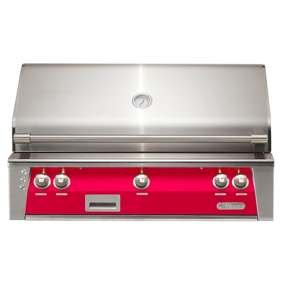 Alfresco ALXE 42-Inch Built-In Propane Grill With Sear Zone And Rotisserie in Raspberry Red - ALXE-42SZ-LP-S3027 - Image 1