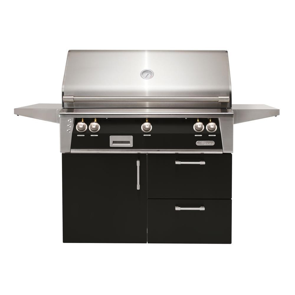 Alfresco ALXE 42-Inch Freestanding Natural Gas Grill On Deluxe Cart With Rotisserie in Jet Black Gloss - ALXE-42CD-NG-S9005 - Image 1