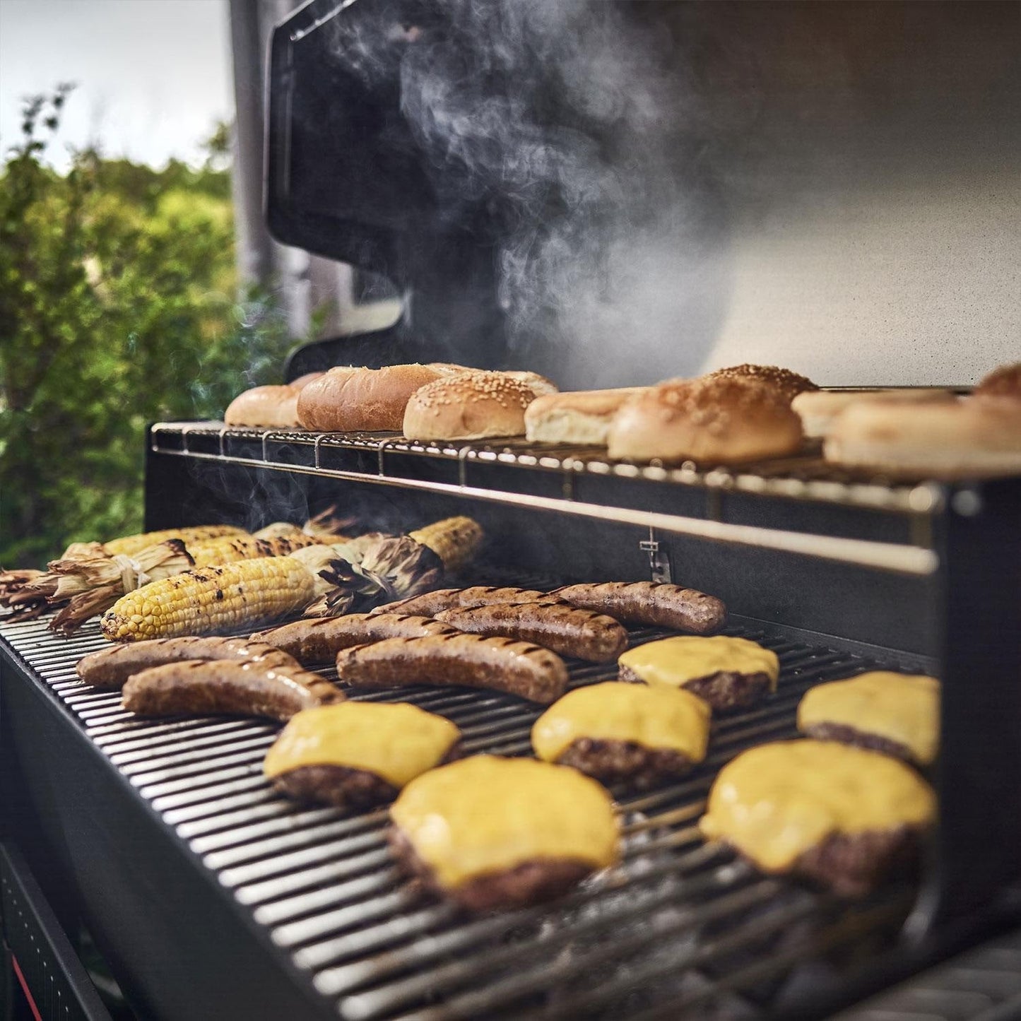 Weber Searwood XL 600 Pellet Grill w/ Cover, Front Table & Rotisserie - Image 4