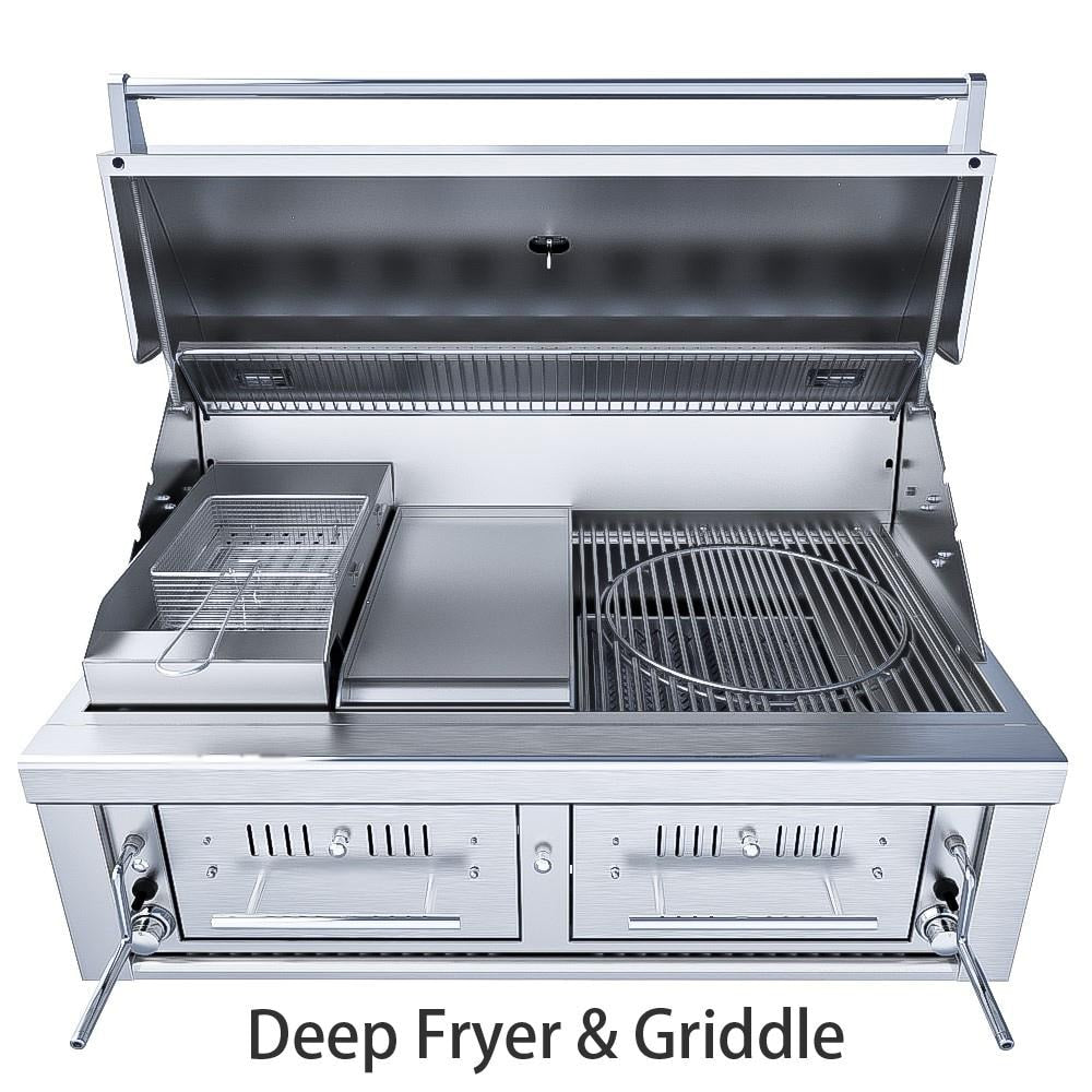 Sunstone Series 42 Inch Propane Hybrid Dual Zone Charcoal/Wood Burning Grill - EMCHDZ42-LP - Image 6