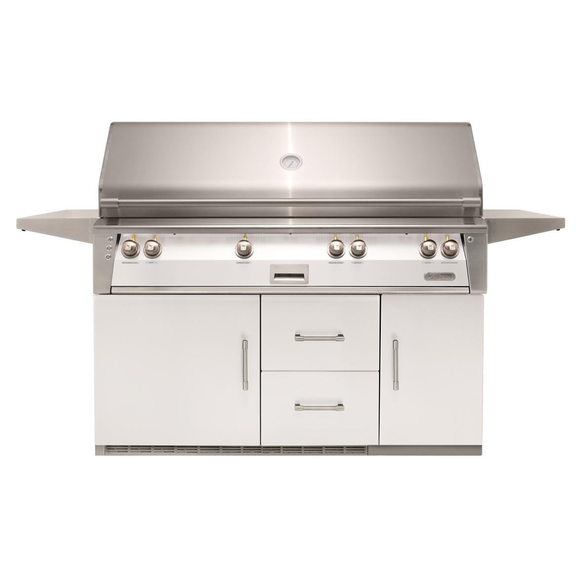 Alfresco ALXE 56-Inch Freestanding Propane All Grill On Refrigerated Cart With Sear Zone And Rotisserie in Signal White Gloss - ALXE-56BFGR-LP-S9003 - Image 1