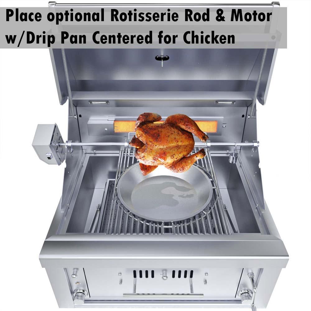Sunstone Series 30 Inch Natural Gas Burners Hybrid Single Zone Charcoal/Wood Burning W/Infrared Burner Grill - SUNCHSZ30IR-NG - Image 8
