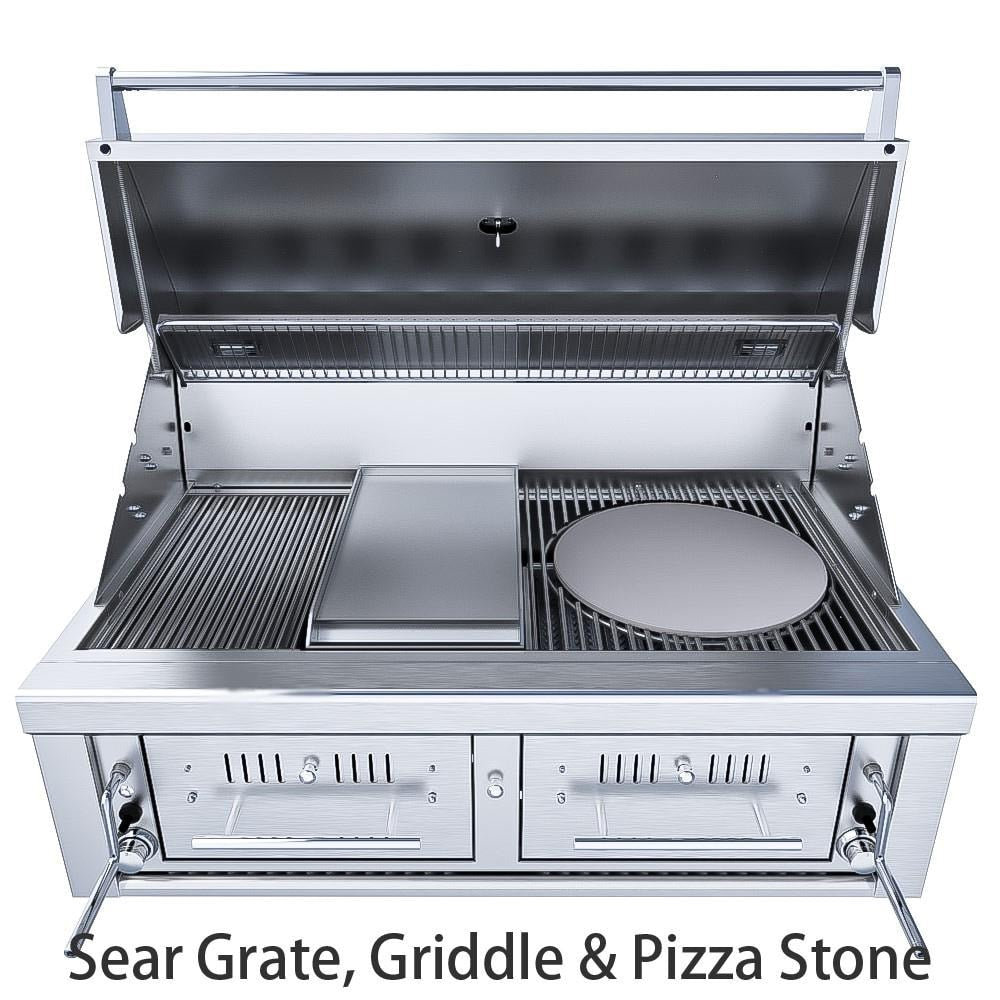 Sunstone Series 42 Inch Propane Hybrid Dual Zone Charcoal/Wood Burning Grill - EMCHDZ42-LP - Image 7