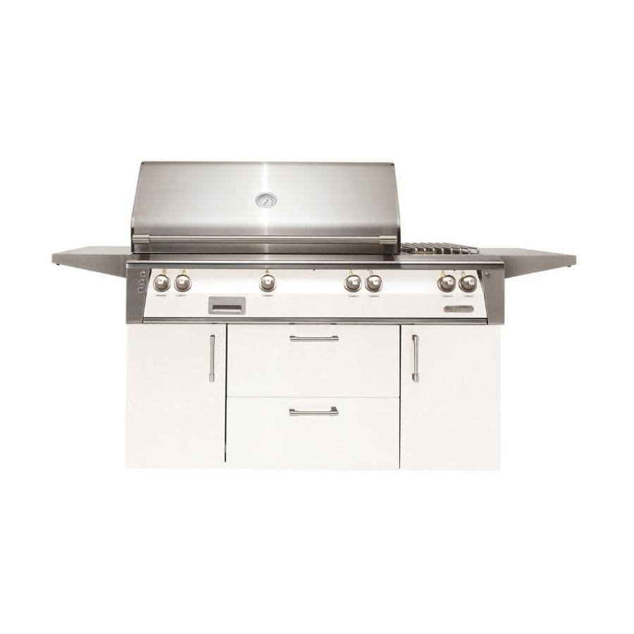 Alfresco ALXE 56-Inch Freestanding Natural Gas Deluxe Grill With Sear Zone, Rotisserie, And Side Burner in Signal White Matte - ALXE-56SZC-NG-SM9003 - Image 1