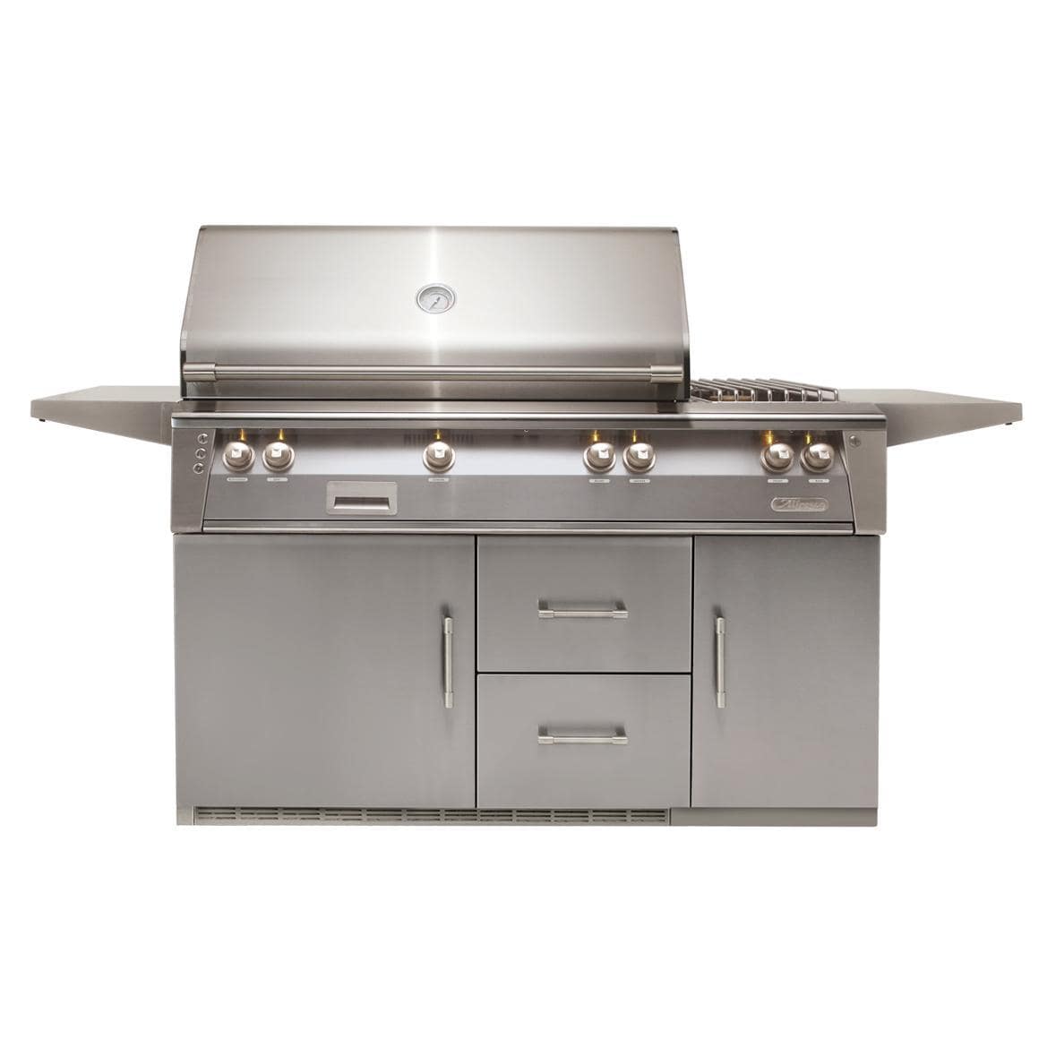 Alfresco ALXE 56-Inch Freestanding Propane Deluxe Grill On Refrigerated Cart With Rotisserie And Side Burner in Signal Gray - ALXE-56R-LP-S7004 - Image 1