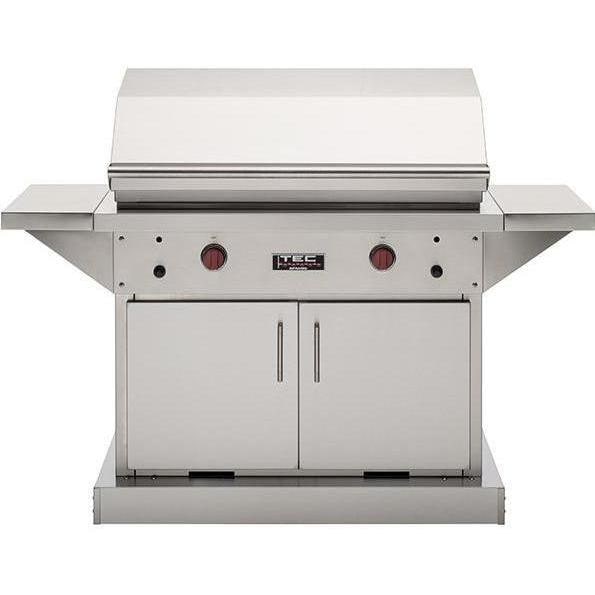 TEC Patio FR 44-Inch Infrared Natural Gas Grill On Stainless Cabinet W/ Red Knobs - Image 1