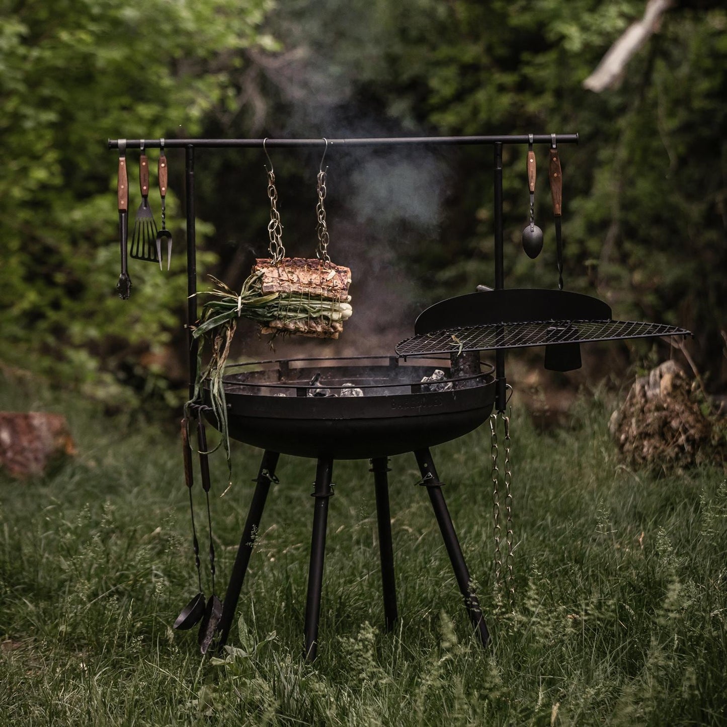 Barebones Living Cowboy 30-Inch Fire Pit Grill w/ Adjustable Grill Grate - CKW-450 - Image 1