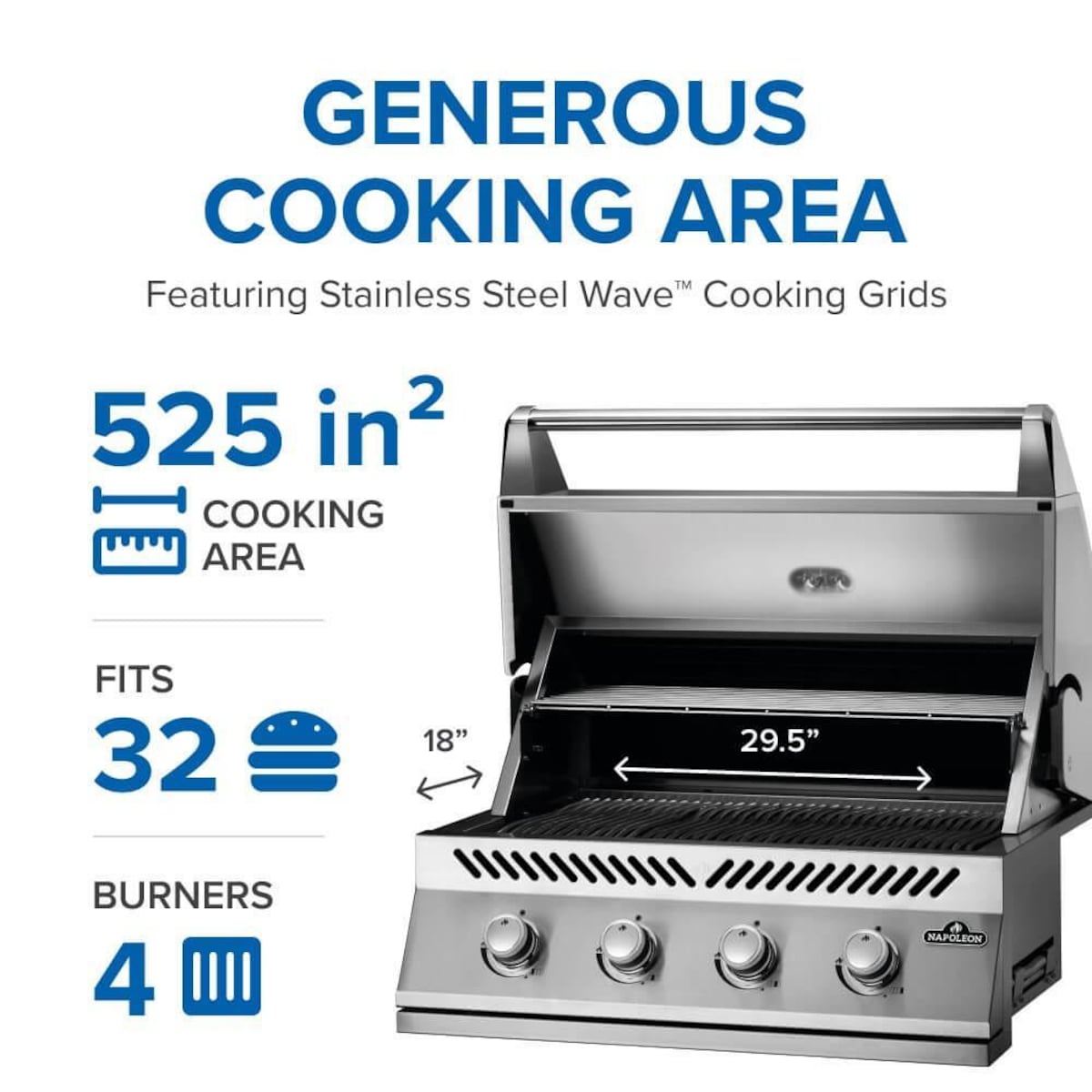Napoleon 500 Series 4-Burner 32-Inch Built-In Propane Grill - BI32PSS