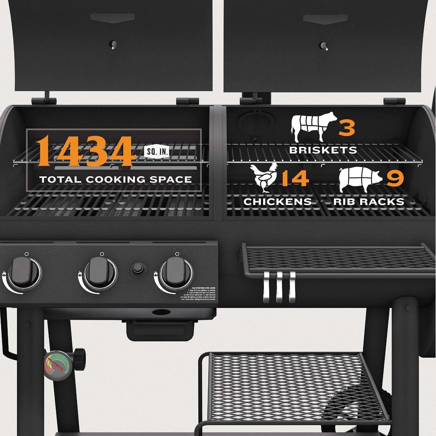 Oklahoma Joe's Canyon Combo DLX Charcoal/Propane Smoker & Grill - 24203005 - Image 2