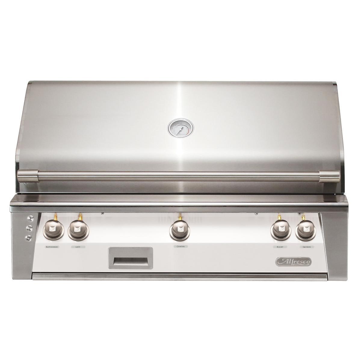 Alfresco ALXE 42-Inch Built-In Natural Gas Grill With Sear Zone And Rotisserie in Signal White Gloss - ALXE-42SZ-NG-S9003 - Image 1