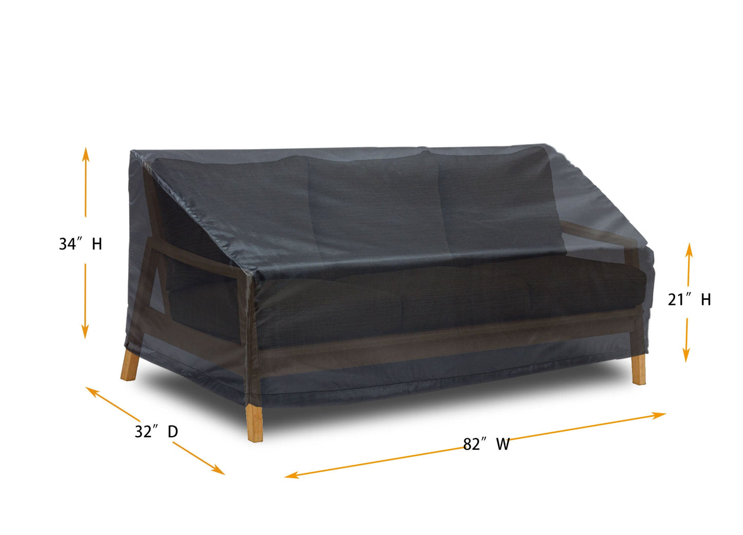 Sofa Small Cover - 82" W x 32" D x 21''/34" H - Mercury