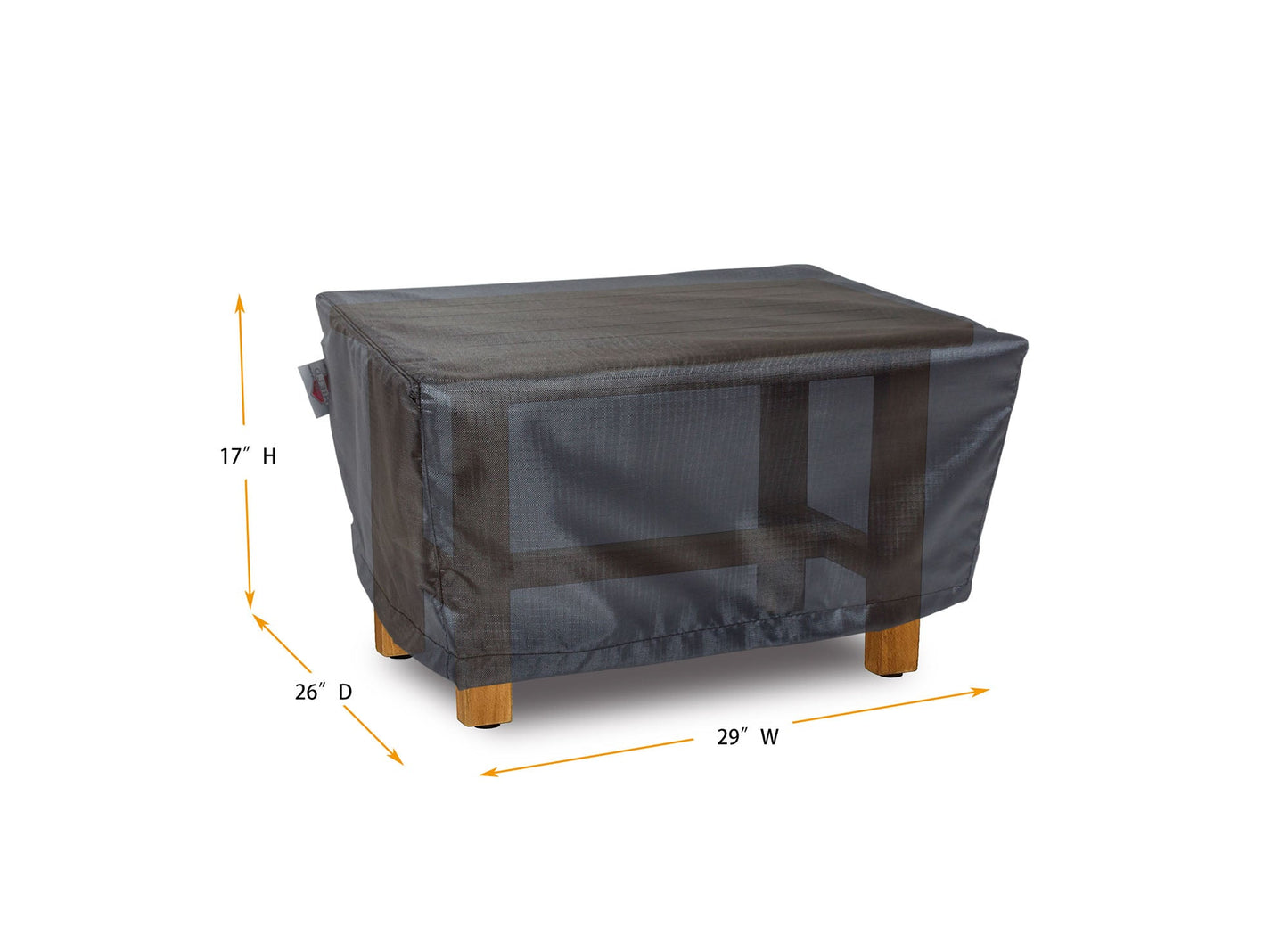 Ottoman Cover Rectangle - 29" W x 26" D x 17" H Gold