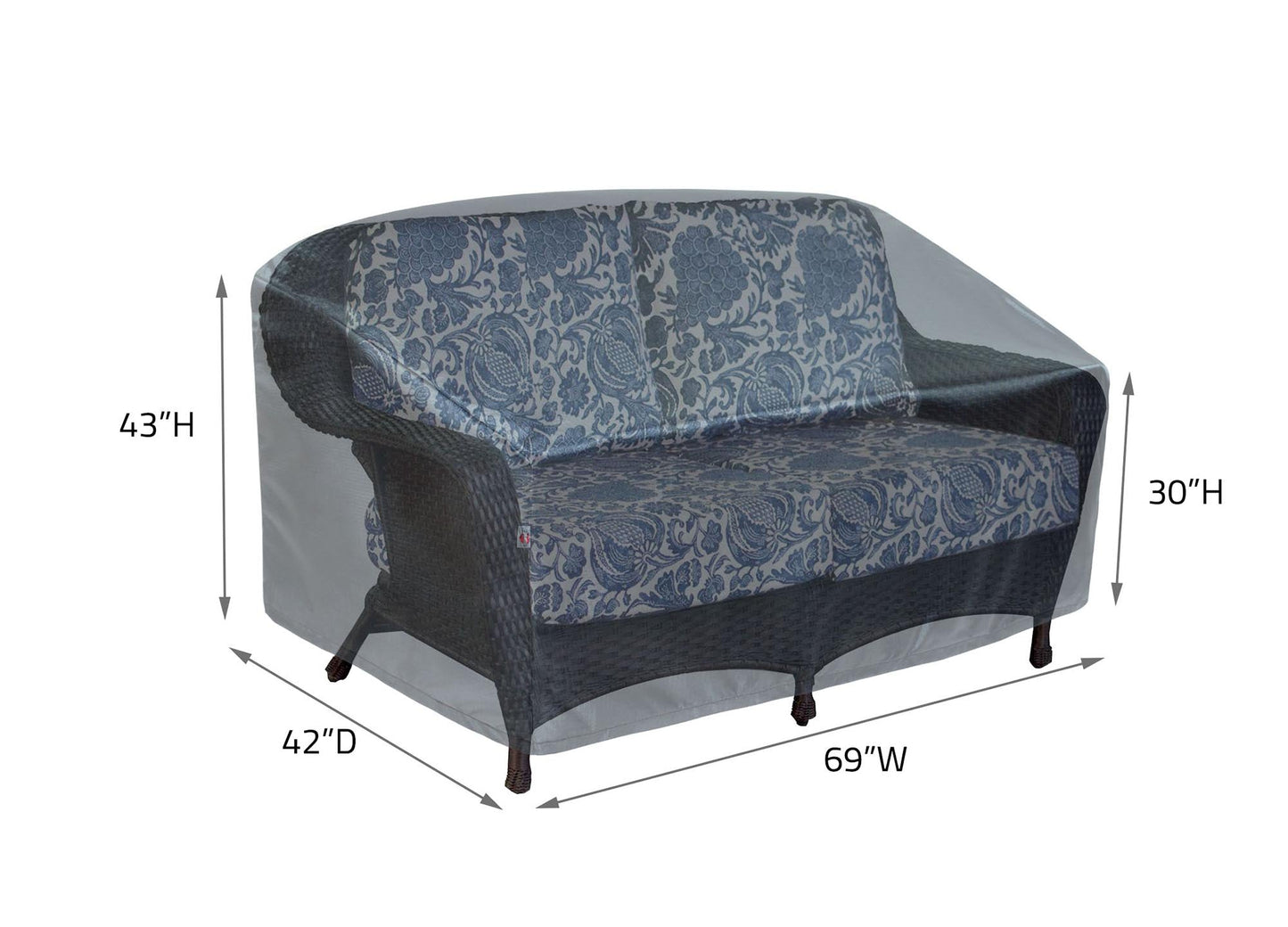 Sofa Cover X Large - 96"Wx42"Dx43"H - Mercury