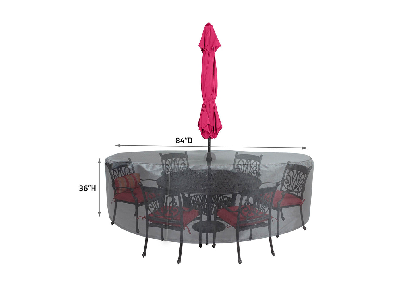 Round/Square Table Chair Cover 48" Velcro - DIA84'"x36'" - Mercury