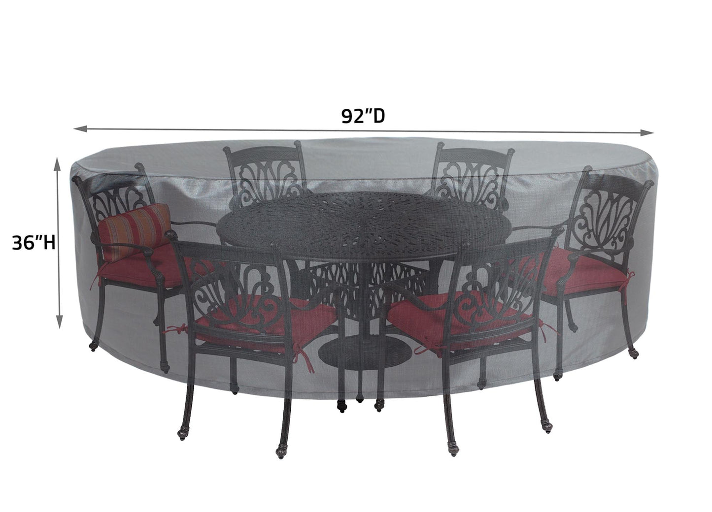 Round/Square Table Chair Cover 54" - DIA92'"x36'" - Mercury