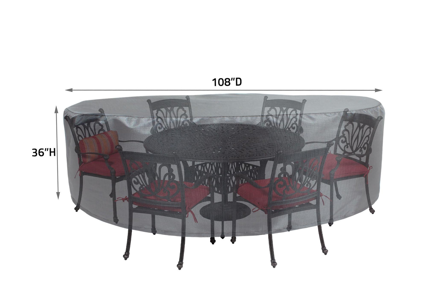 Round/Square Table Chair Cover 60" - DIA108"x36" - Mercury