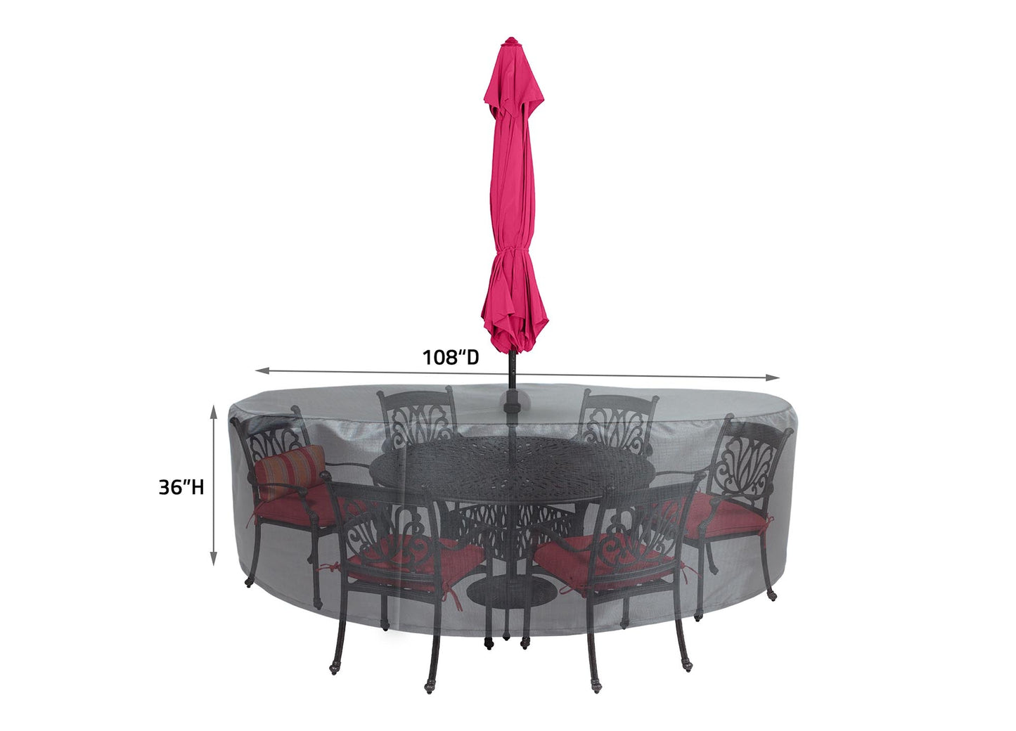 Round/Square Table Chair Cover 60" Velcro - DIA108"x36" - Mercury
