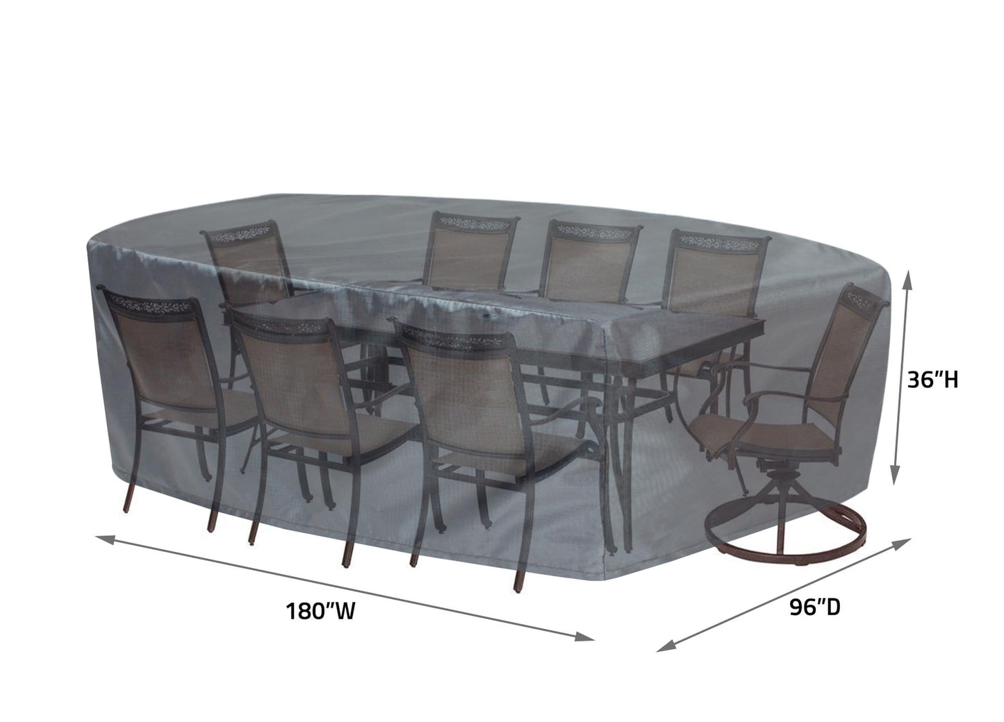 Oval/Rectangle Table Chair Cover 2X-Large - 96''Wx180''Dx36''H - Mercury