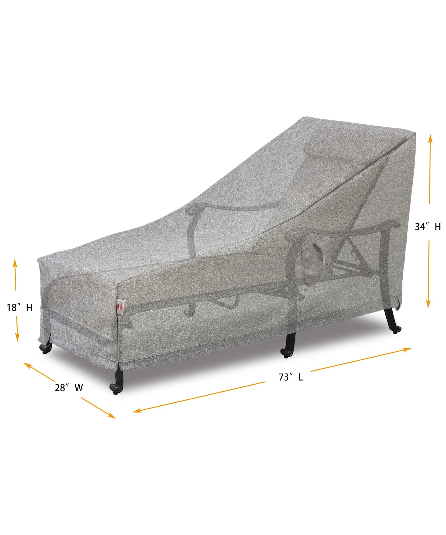 Premium Heavy-Duty Chaise Lounge Cover - 3-Layer Water & UV-Resistant, Platinum Series, 73"W x 28"D x 18''/22.5"/37''H for Outdoor Patio Furniture