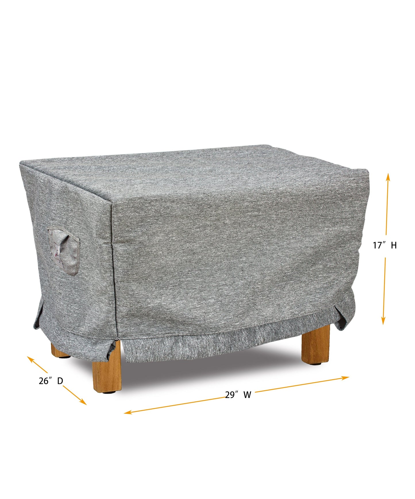 Premium Heavy-Duty Rectangular Ottoman Cover - 3-Layer Water & UV-Resistant, Platinum Series, 29" W x 26" D x 17" H for Outdoor Patio Furniture
