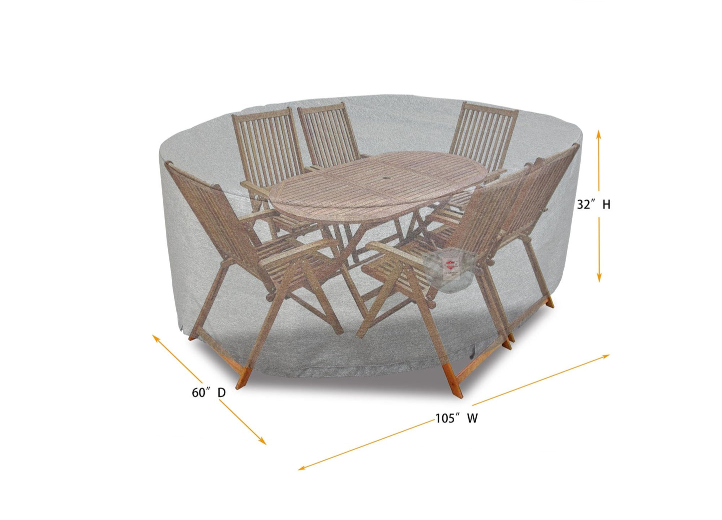 Premium Heavy-Duty Oval Dining Set Cover - 3-Layer Water & UV-Resistant, Platinum Series, 105"W x 60"D x 32"H for Outdoor Patio Furniture
