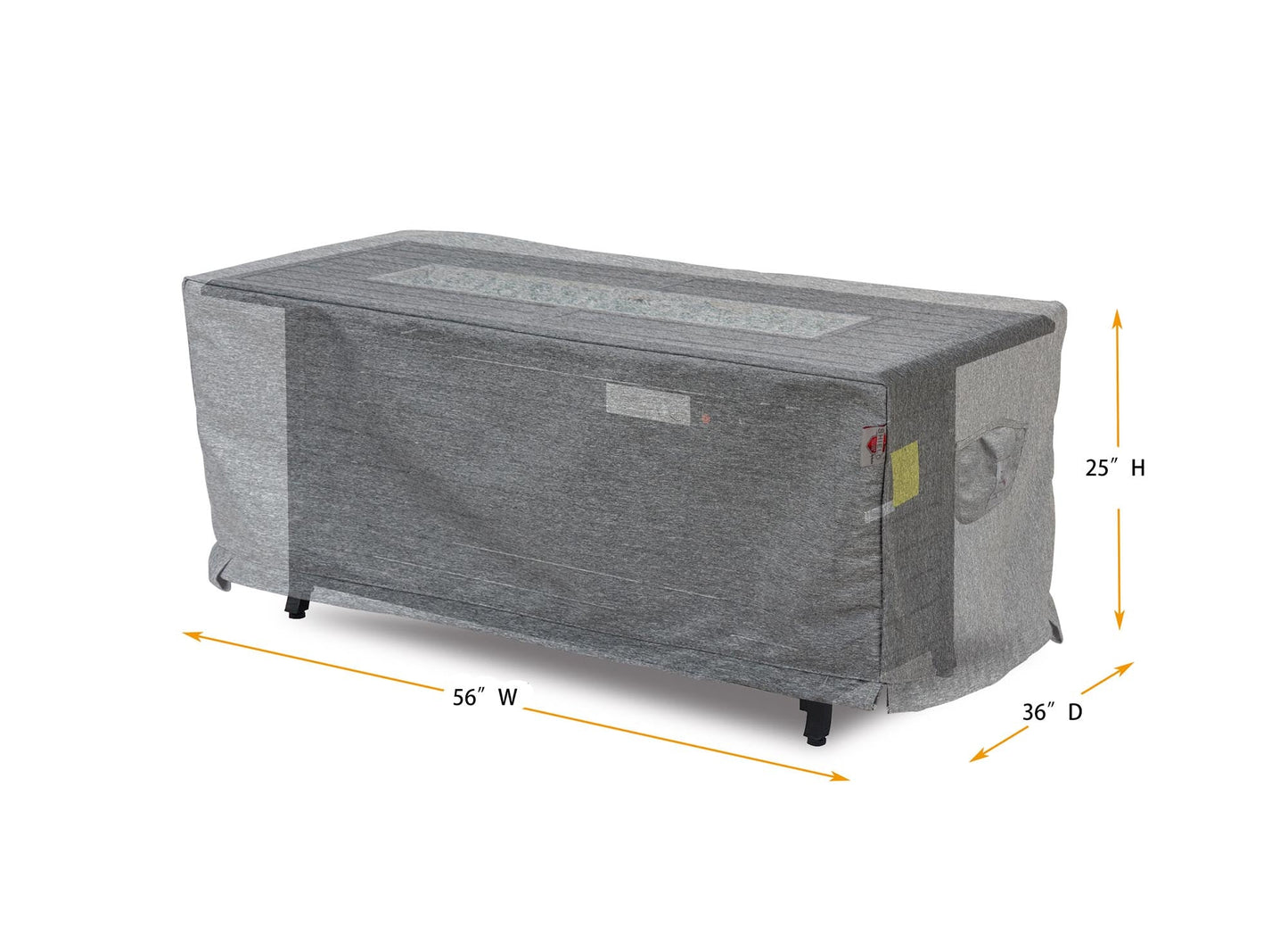 Premium Heavy-Duty Rectangular Fire Table Cover - 3-Layer Water & UV-Resistant, Platinum Series, 56" W x 36" D x 25" H for Outdoor Patio Furniture