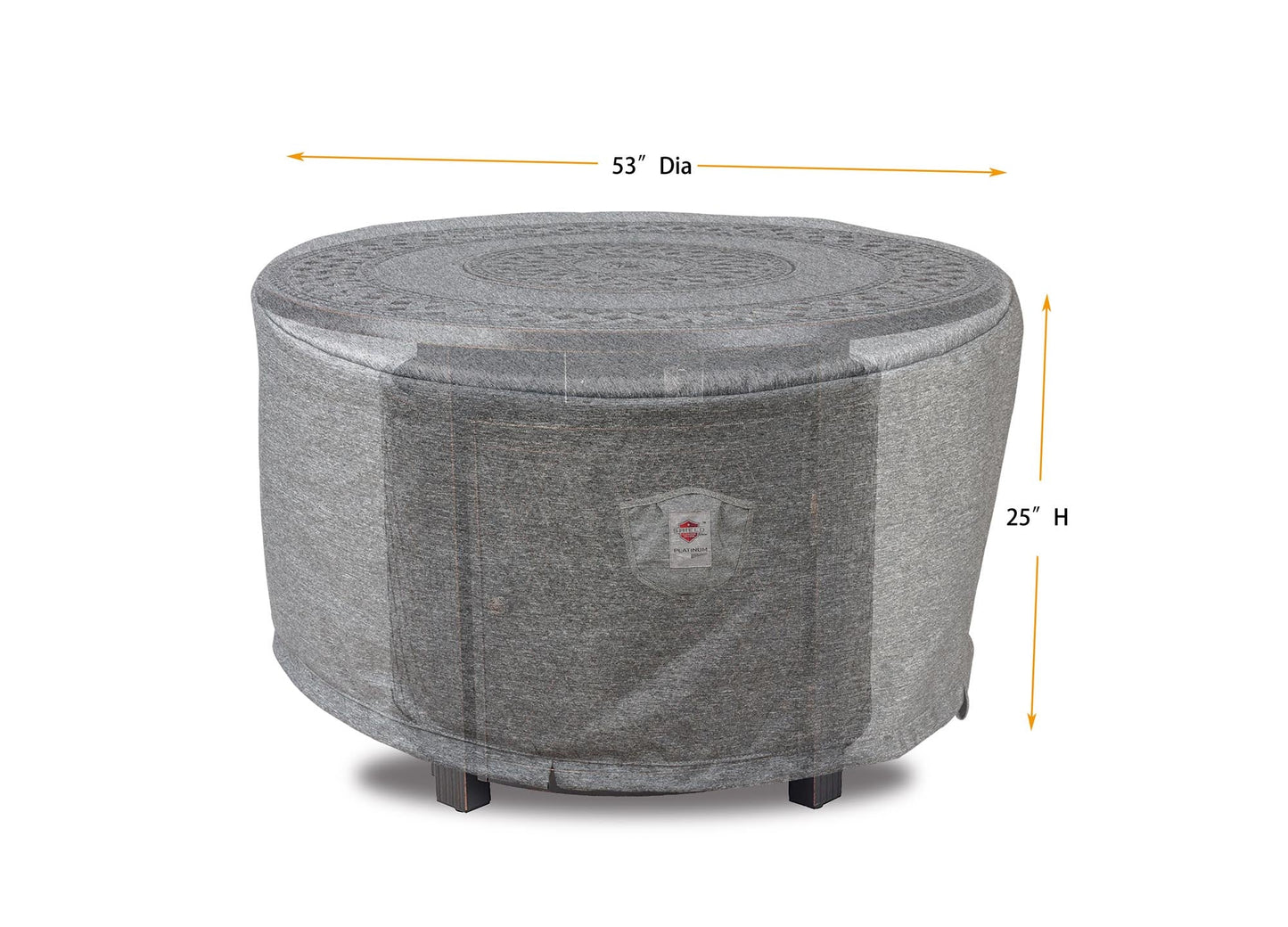 Premium Heavy-Duty Round Fire Table Cover - 3-Layer Water & UV-Resistant, Platinum Series, 53"Dia x 25"H for Outdoor Patio Furniture