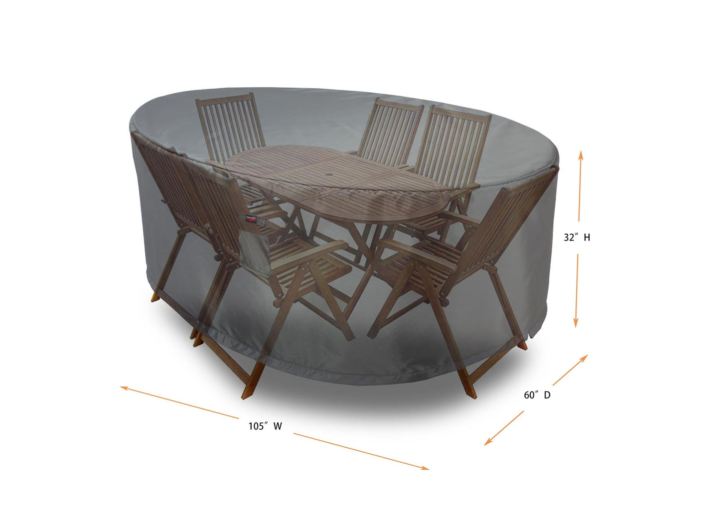 Dining Set Cover Rectangle - 105"W x 60"D x 32"H Titanium