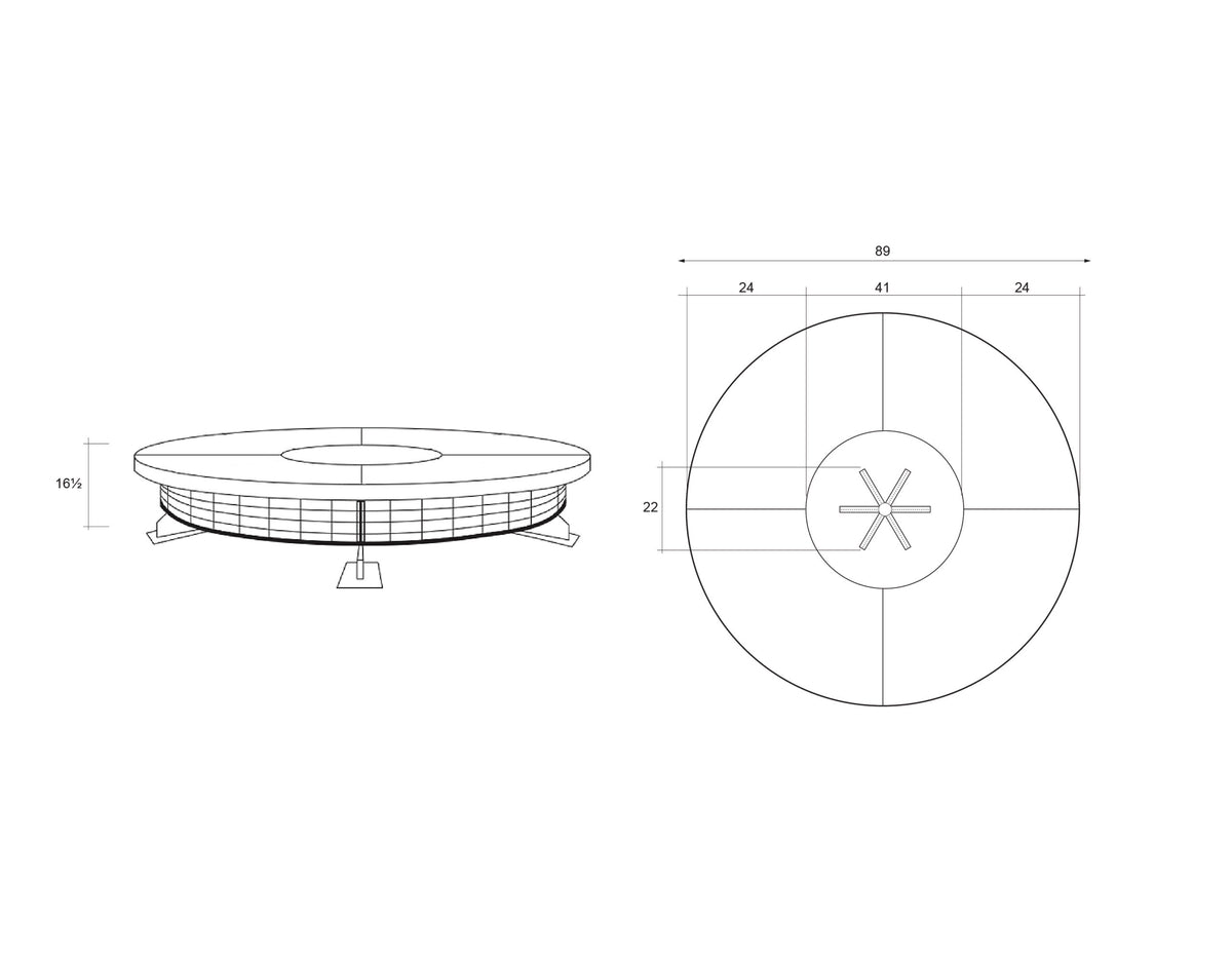 Fuego 89" diameter Liquid Propane diagram