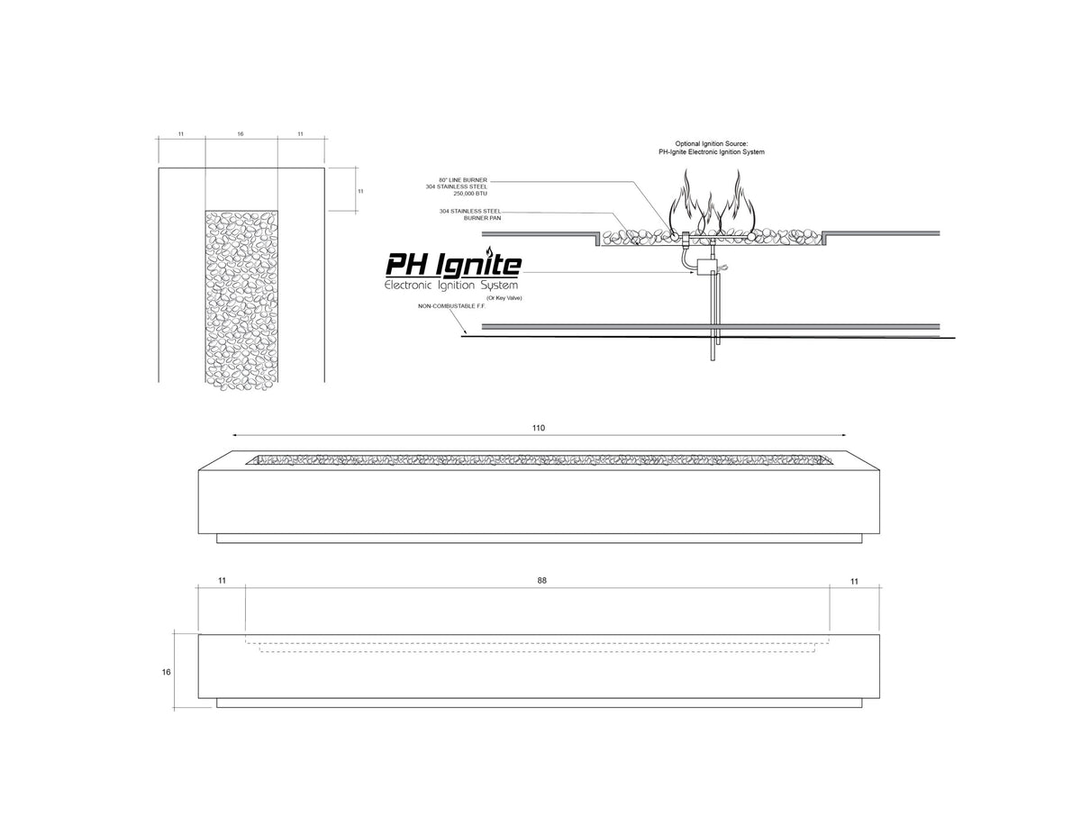 Tavola 110 Liquid Propane with windguard diagram