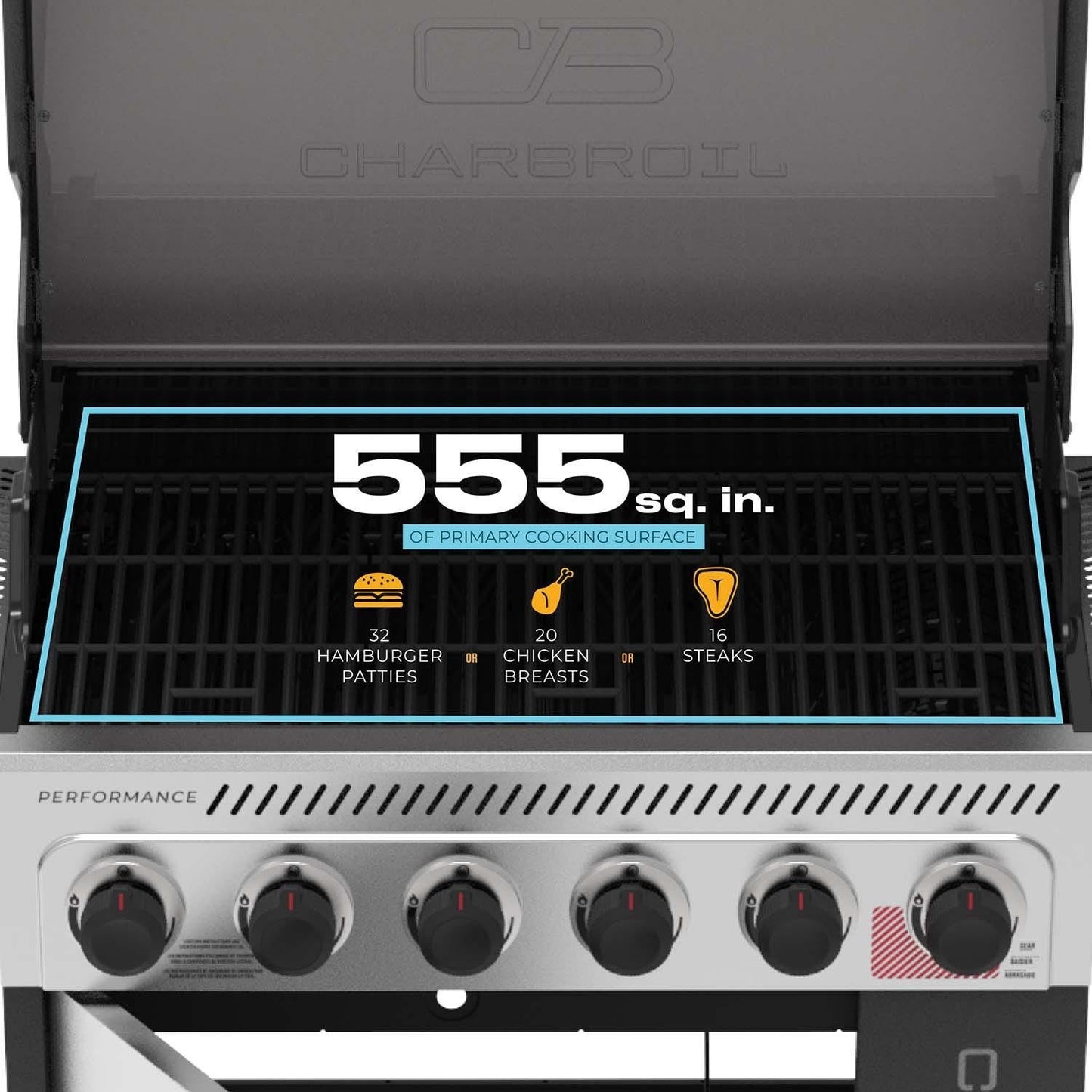Charbroil Performance Series 6-Burner Propane Gas Grill Cabinet - Grey & Stainless - 463286125