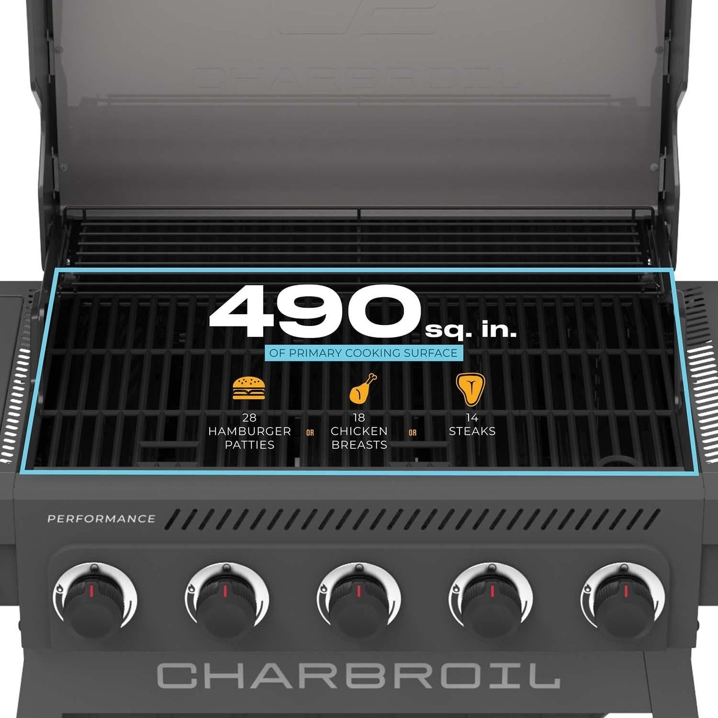 Charbroil Performance Series 5-Burner Propane Gas Grill - Grey & Stainless - 463463425