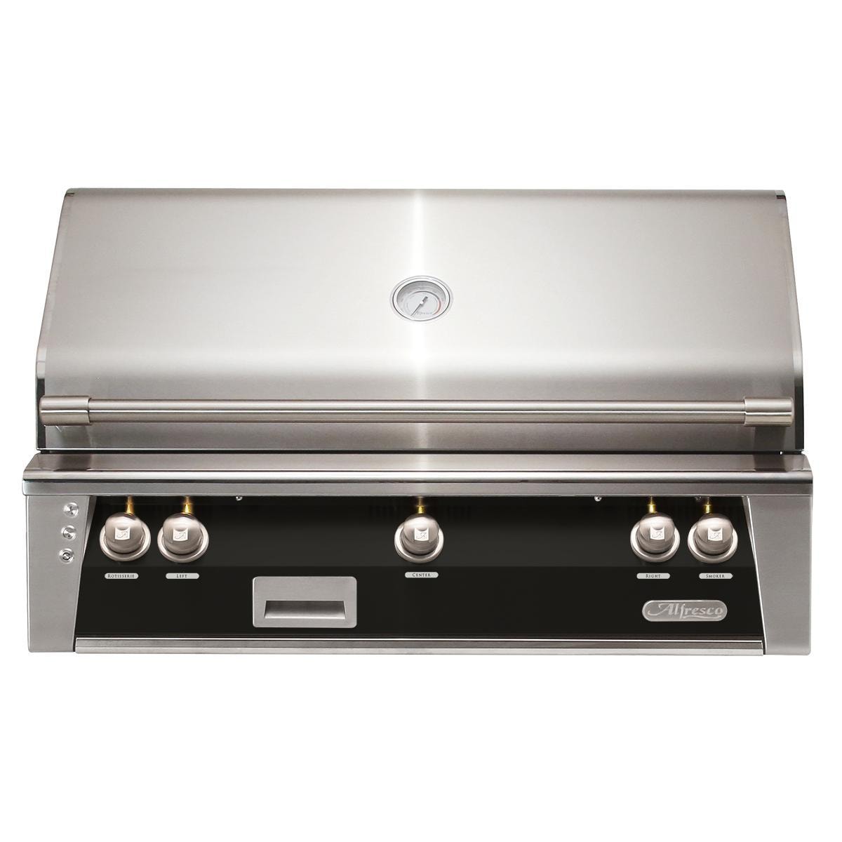 Alfresco ALXE 42-Inch Built-In Natural Gas Grill With Sear Zone And Rotisserie in Jet Black Gloss - ALXE-42SZ-NG-S9005 - Image 1