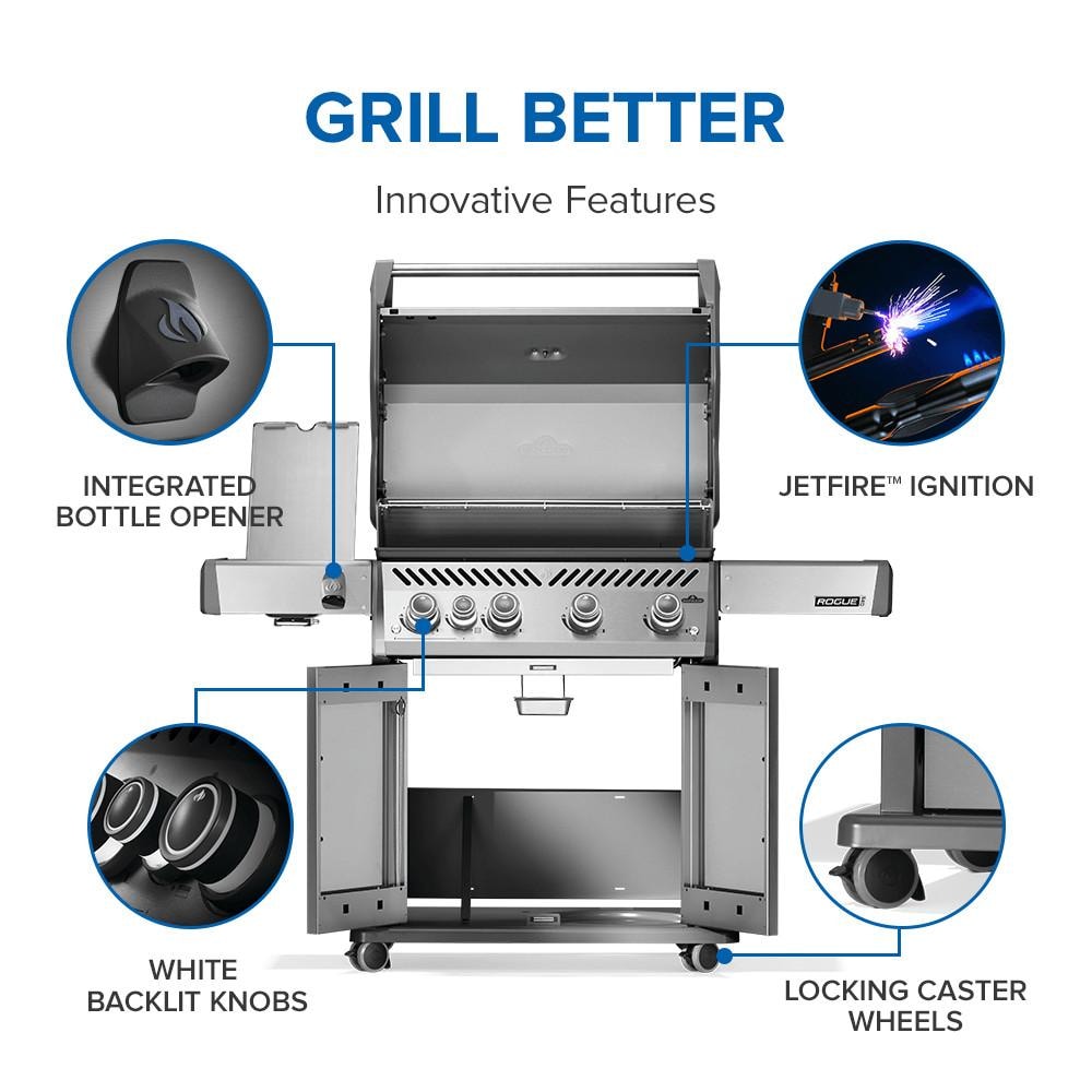 Napoleon Rogue PRO 525 4-Burner Propane Grill w/ Side Burner - RP525SIBPSS-2 - Image 4