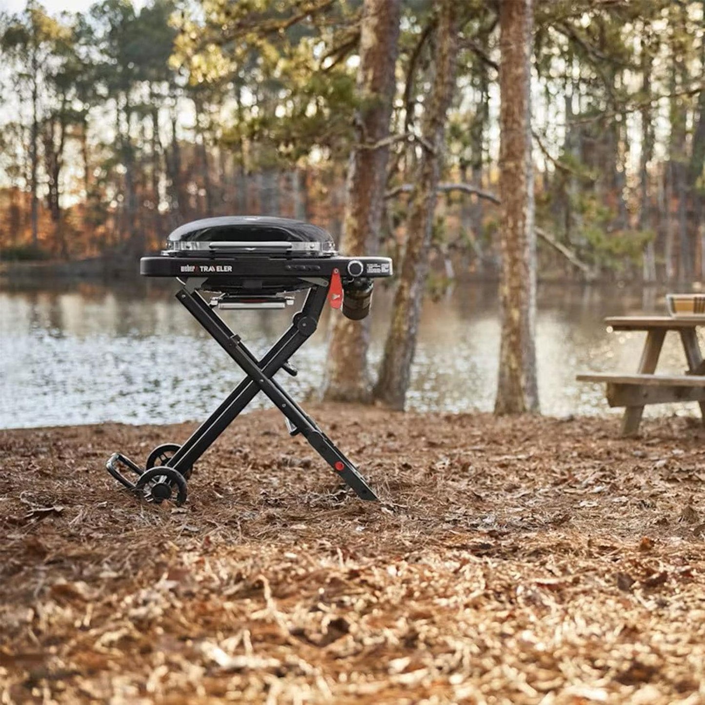 Weber Traveler Compact Cast Iron Portable Propane Gas Grill - 1500460