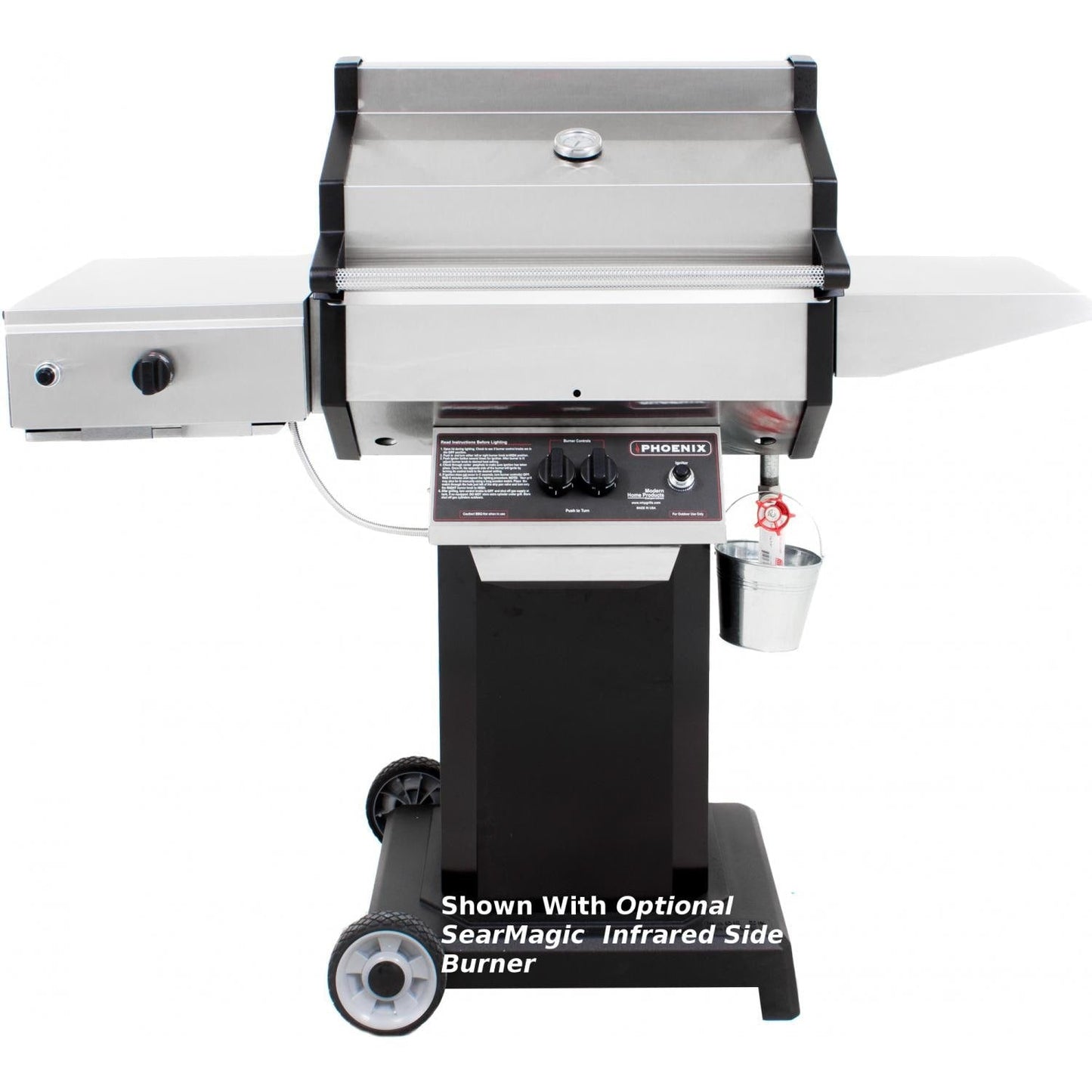 Phoenix SDBOCP Stainless Steel Propane Gas Grill Head On Black Aluminum Pedestal Cart - Image 2
