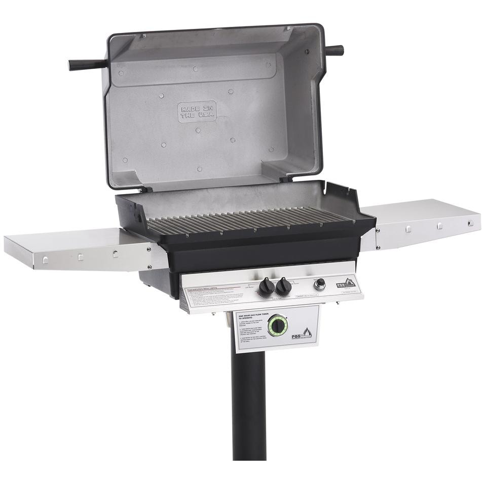 PGS T-Series T40 Commercial Cast Aluminum Propane Gas Grill With Timer On In-Ground Post - Image 1