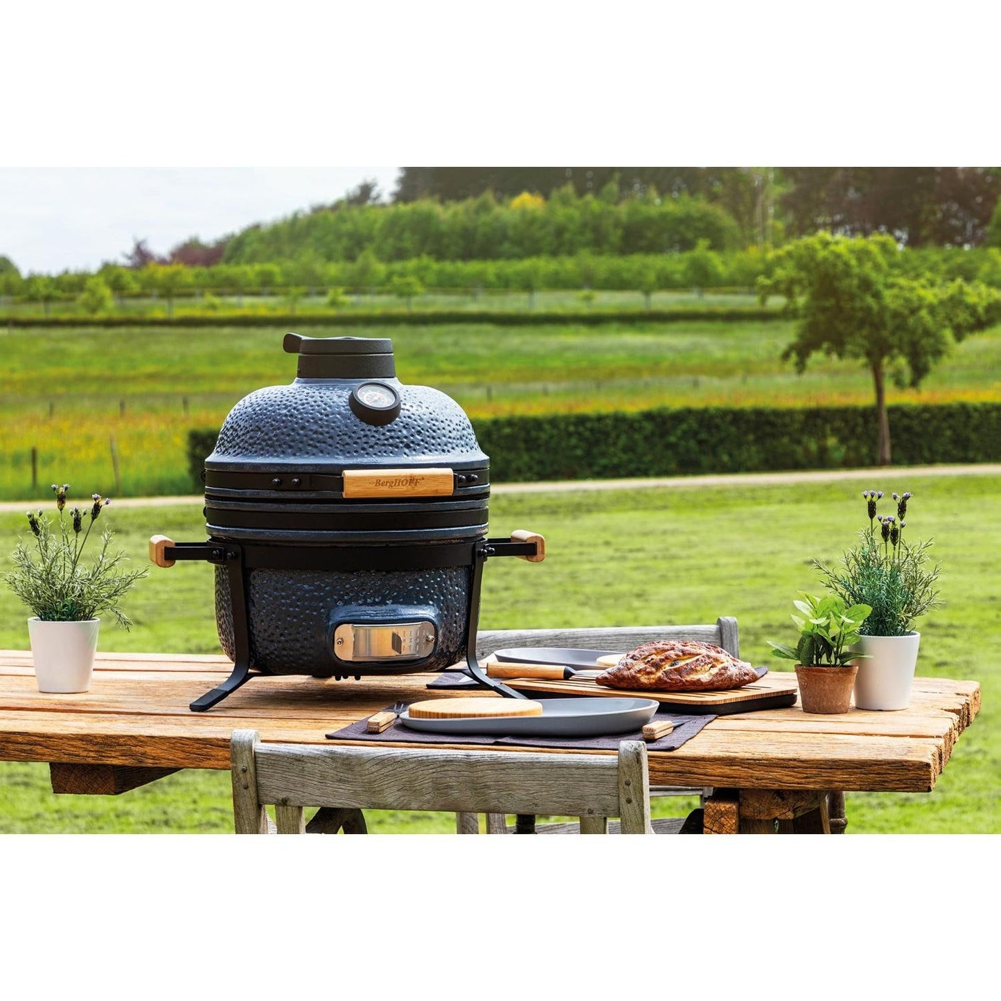 BergHOFF 16 Inch Ceramic BBQ & Oven Bluestone Gray - 2415706 - Image 2
