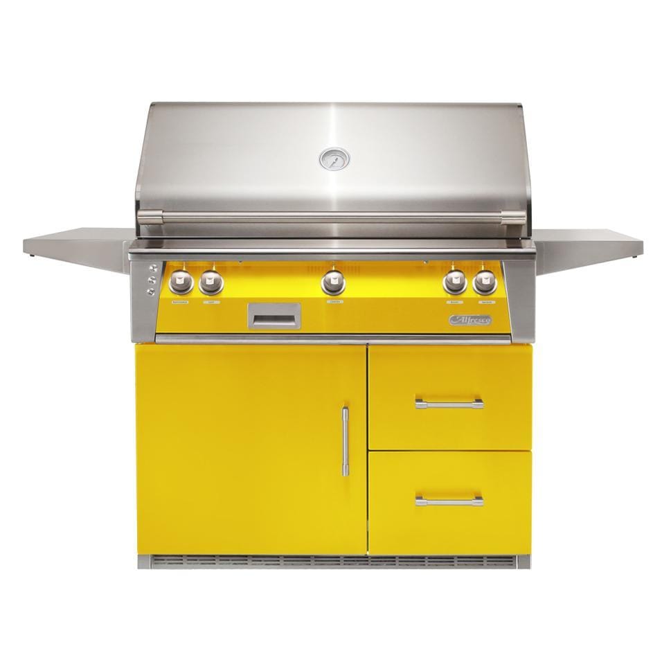 Alfresco ALXE 42-Inch Freestanding Propane Grill On Refrigerated Cart With Rotisserie in Traffic Yellow - ALXE-42RFG-LP-S1023 - Image 1