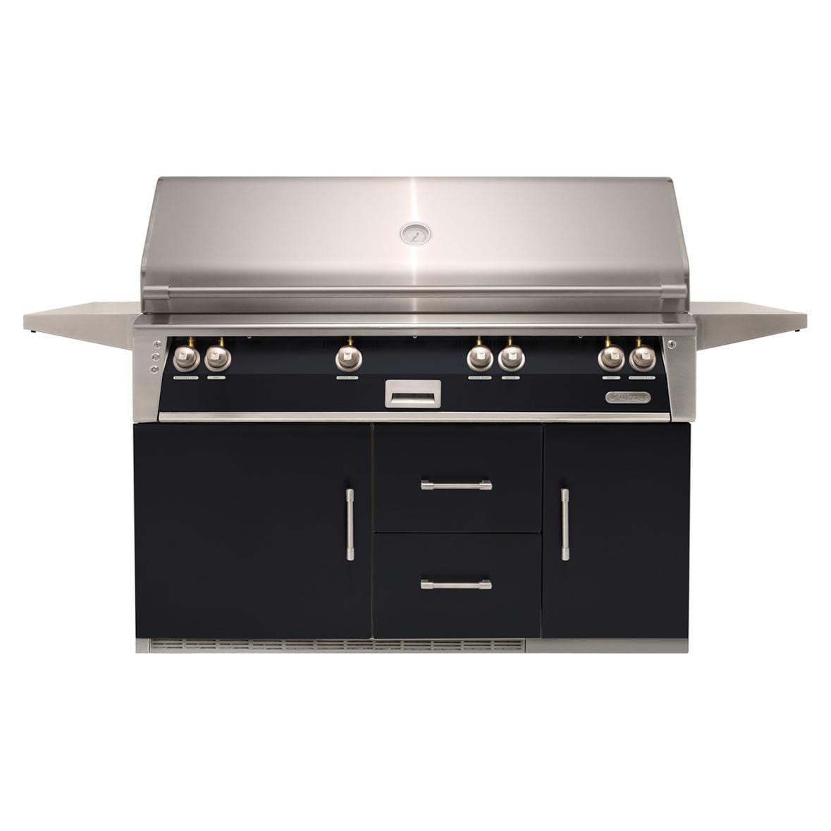 Alfresco ALXE 56-Inch Freestanding Natural Gas All Grill On Refrigerated Cart With Sear Zone And Rotisserie in Jet Black Gloss - ALXE-56BFGR-NG-S9005 - Image 1