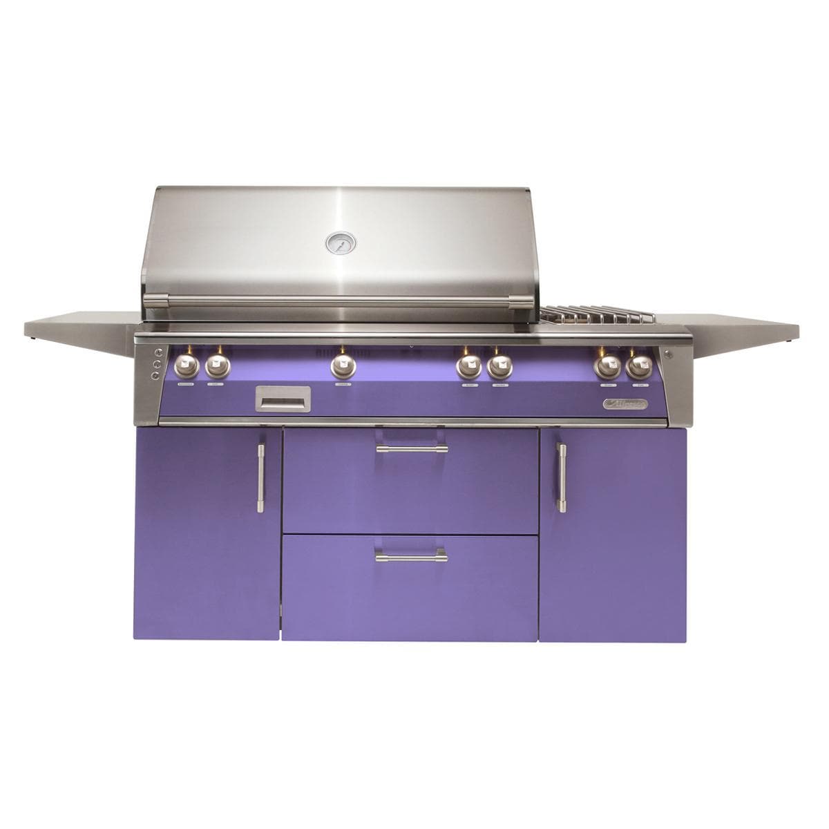 Alfresco ALXE 56-Inch Freestanding Natural Gas Deluxe Grill With Rotisserie And Side Burner in Blue Lilac - ALXE-56C-NG-S4005 - Image 1