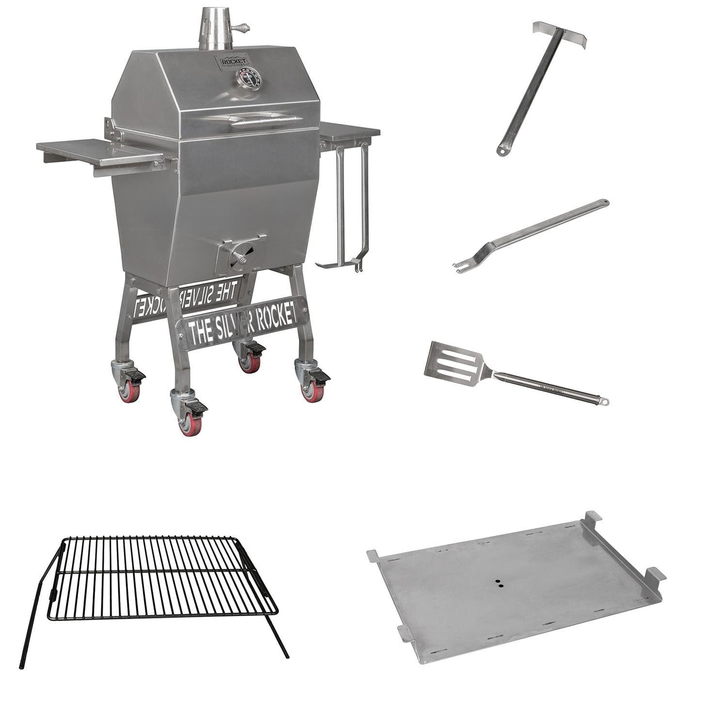 Rocket Outdoors Small Silver Rocket Kamado Grill & Accessories Bundle - SMSRG-BDL - Image 1