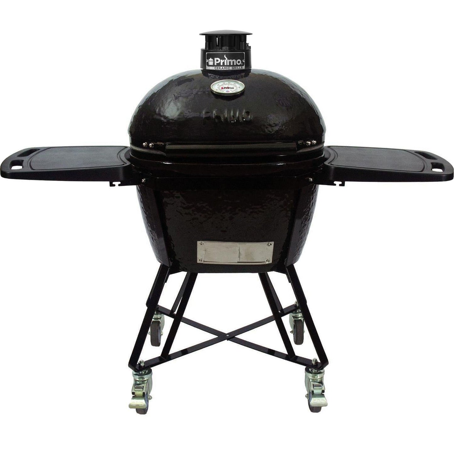 Primo All-In-One Oval Large 300 Ceramic Kamado Grill With Cradle, Side Shelves, And Stainless Steel Grates - PGCLGC (2021) - Image 1