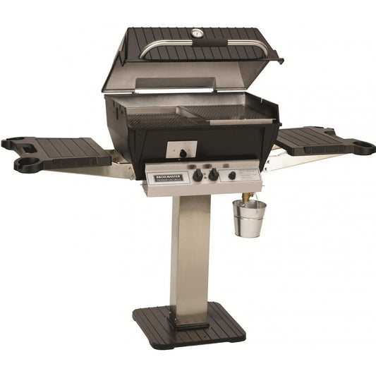 Broilmaster Q3X Qrave Propane Gas Grill On Stainless Steel Patio Post - Image 1